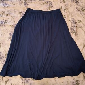 Blue Jersey Knit Knee Length Skirt, BOMBOM Brand, Size Large